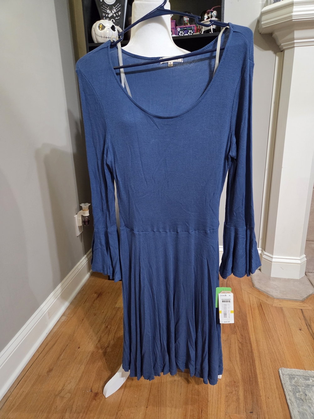 Copper Key Jrs. Slate Blue Long Sleeve Scoop Neck Dress